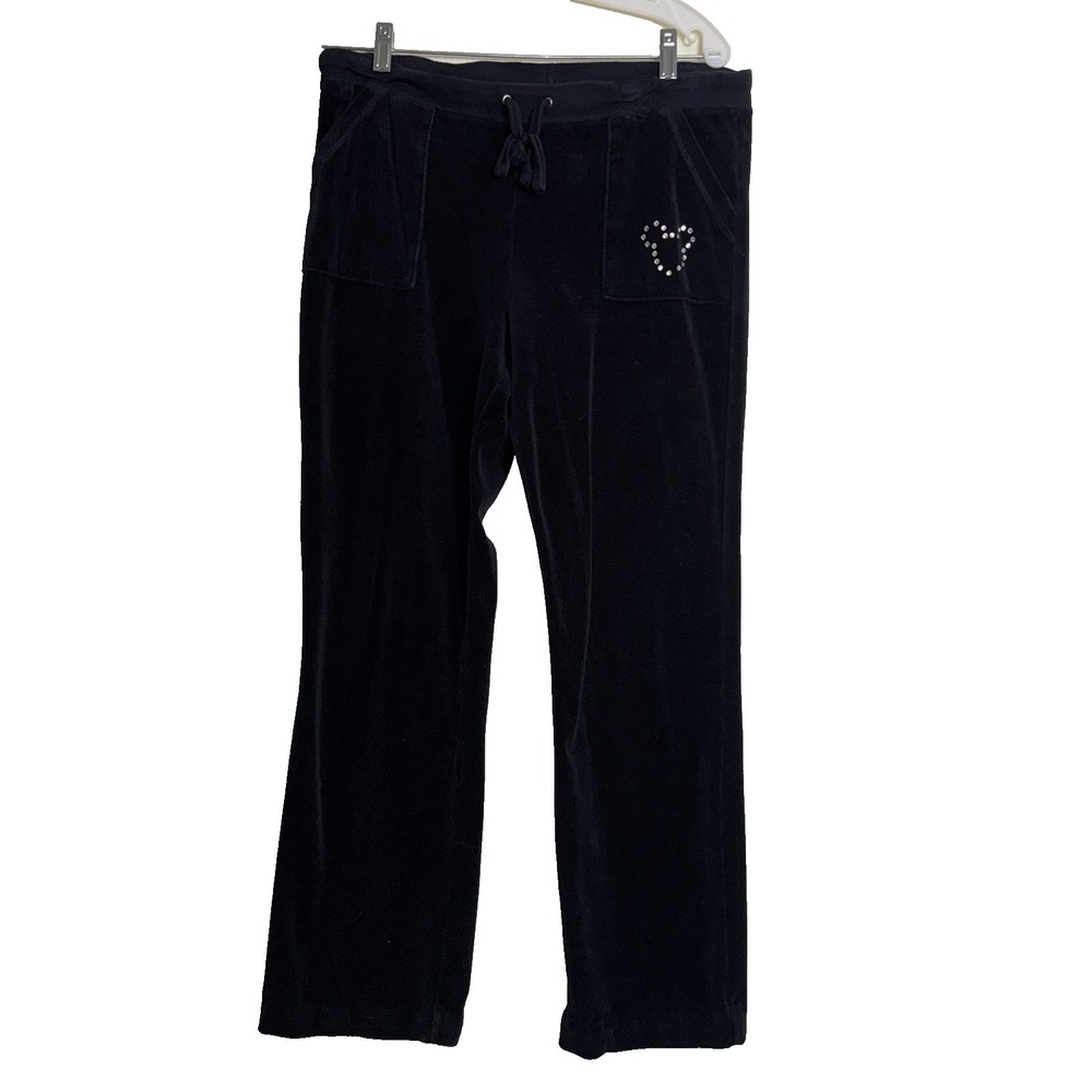 Disney Parks Mickey Mouse Velour Track Pants Black Bling M‎  Soft Girl Retro